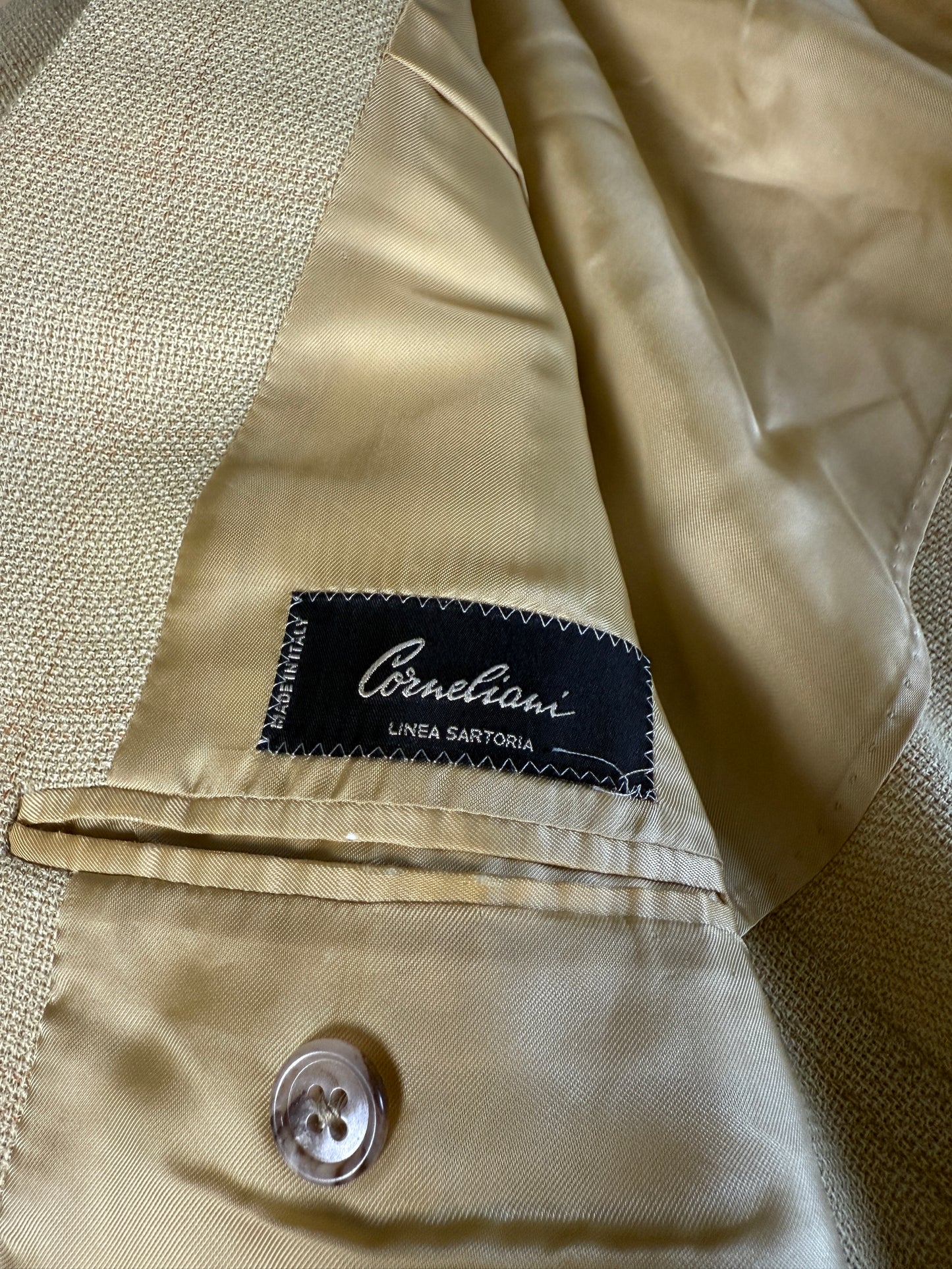 Giacca Corneliani mezza fodera in hopsack beige/senape - tg. 56