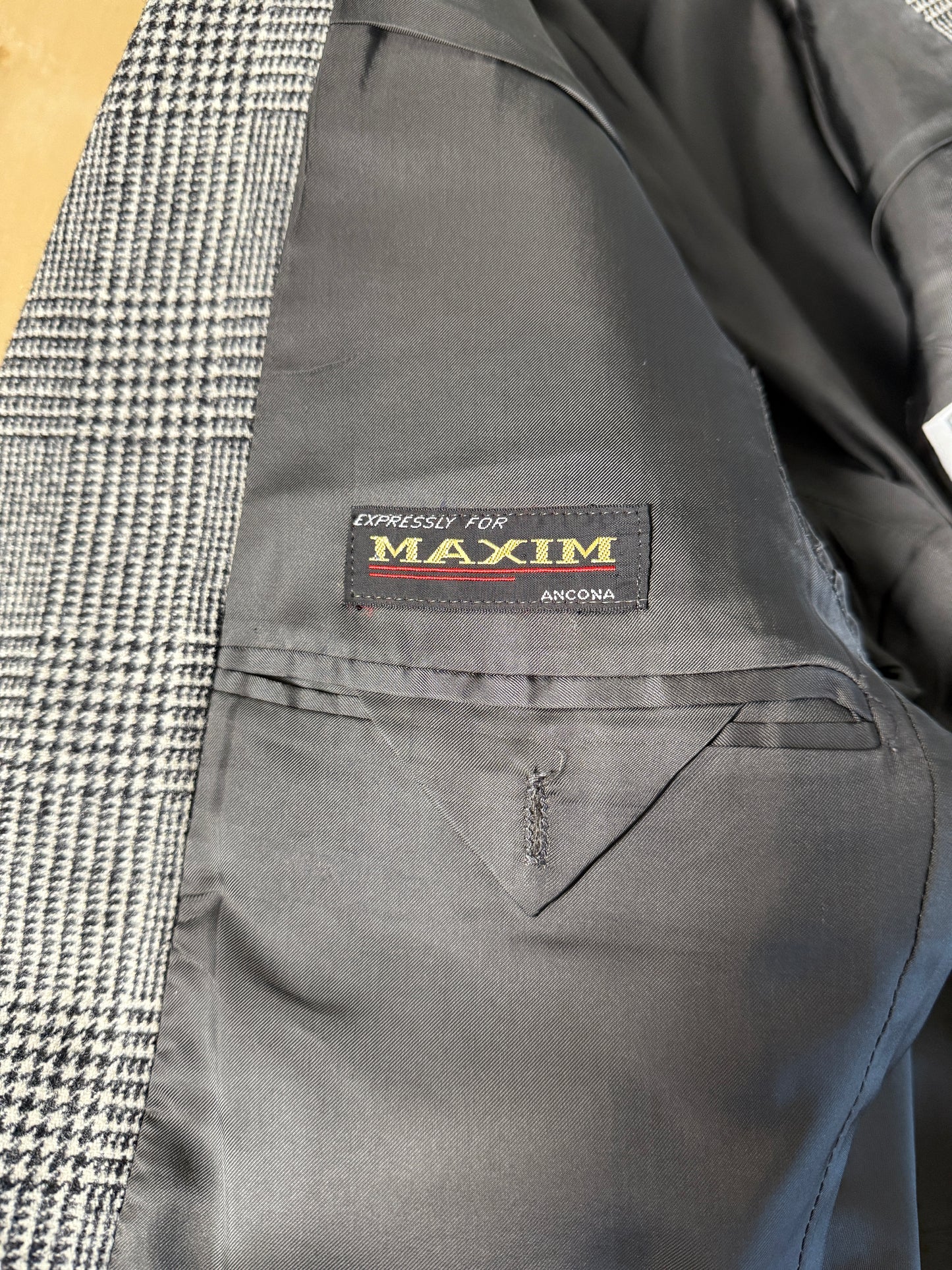 Giacca anni ‘70/‘80 in flanella principe di Galles scozzese - tg. 46