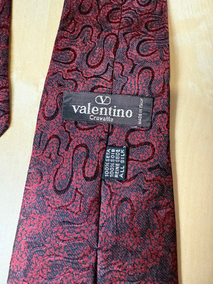 Cravatta Valentino nero e rosso jacquard