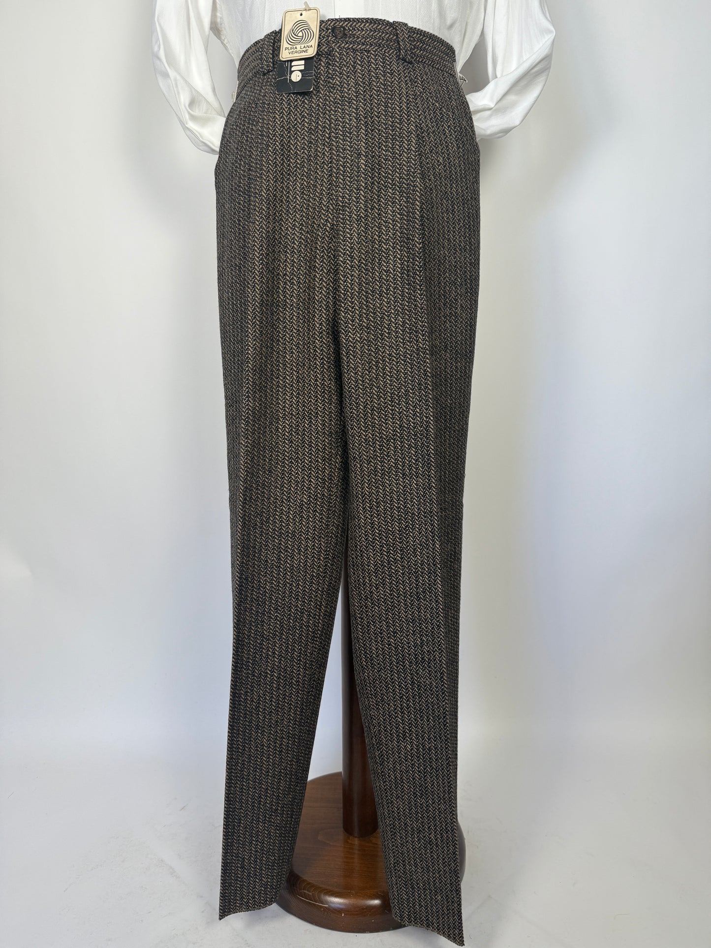 Pantaloni anni ‘70 in tweed spigato pesante (NOS) - tg. 44