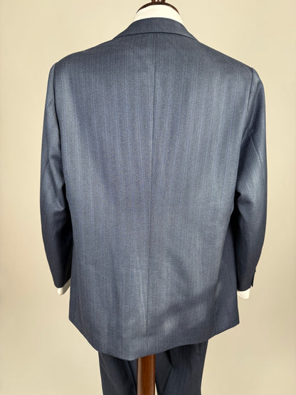 Completo sartoriale tessuto E. Zegna lana pettinata blu - tg. 54/56 drop basso