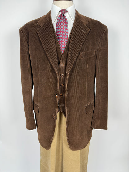 Giacca + panciotto anni '90 in velluto a coste marrone - tg. 56