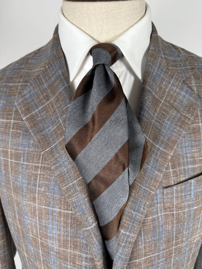 Cravatta Canali regimental marrone e grigio