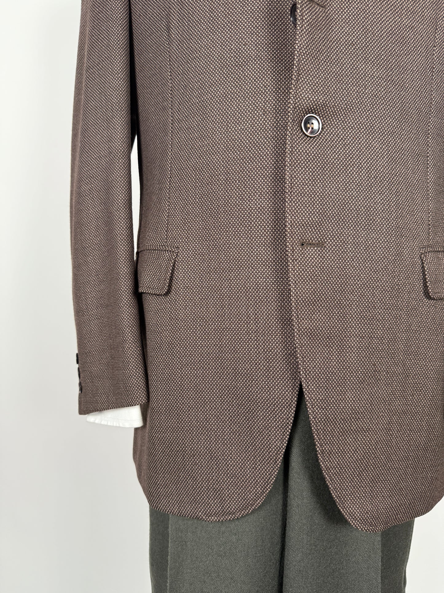 Giacca anni ‘60 marrone in lana occhio di pernice - tg. 50