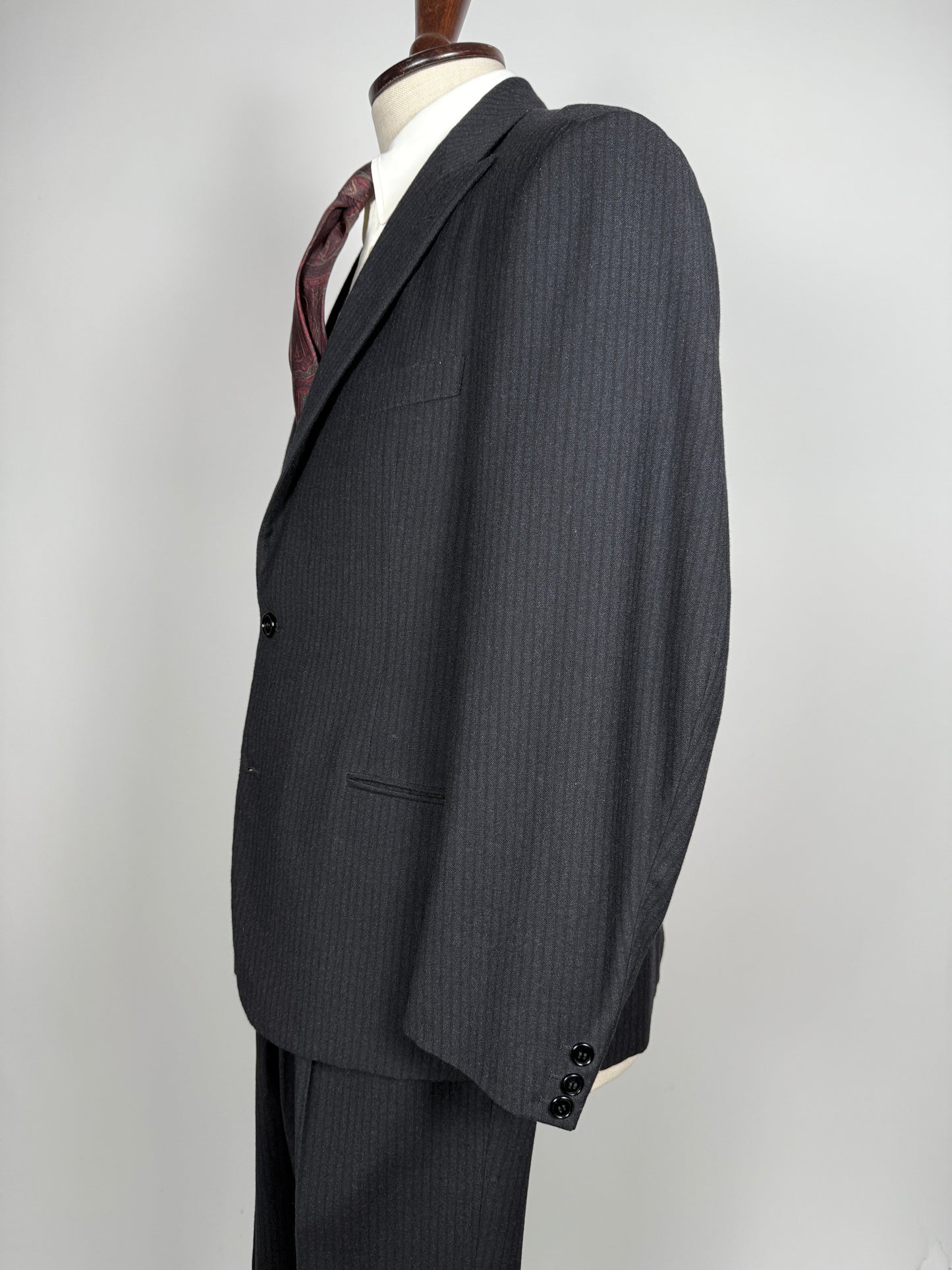 Completo sartoriale anni ‘50/‘60 monopetto revers a lancia - tg. 50 corta