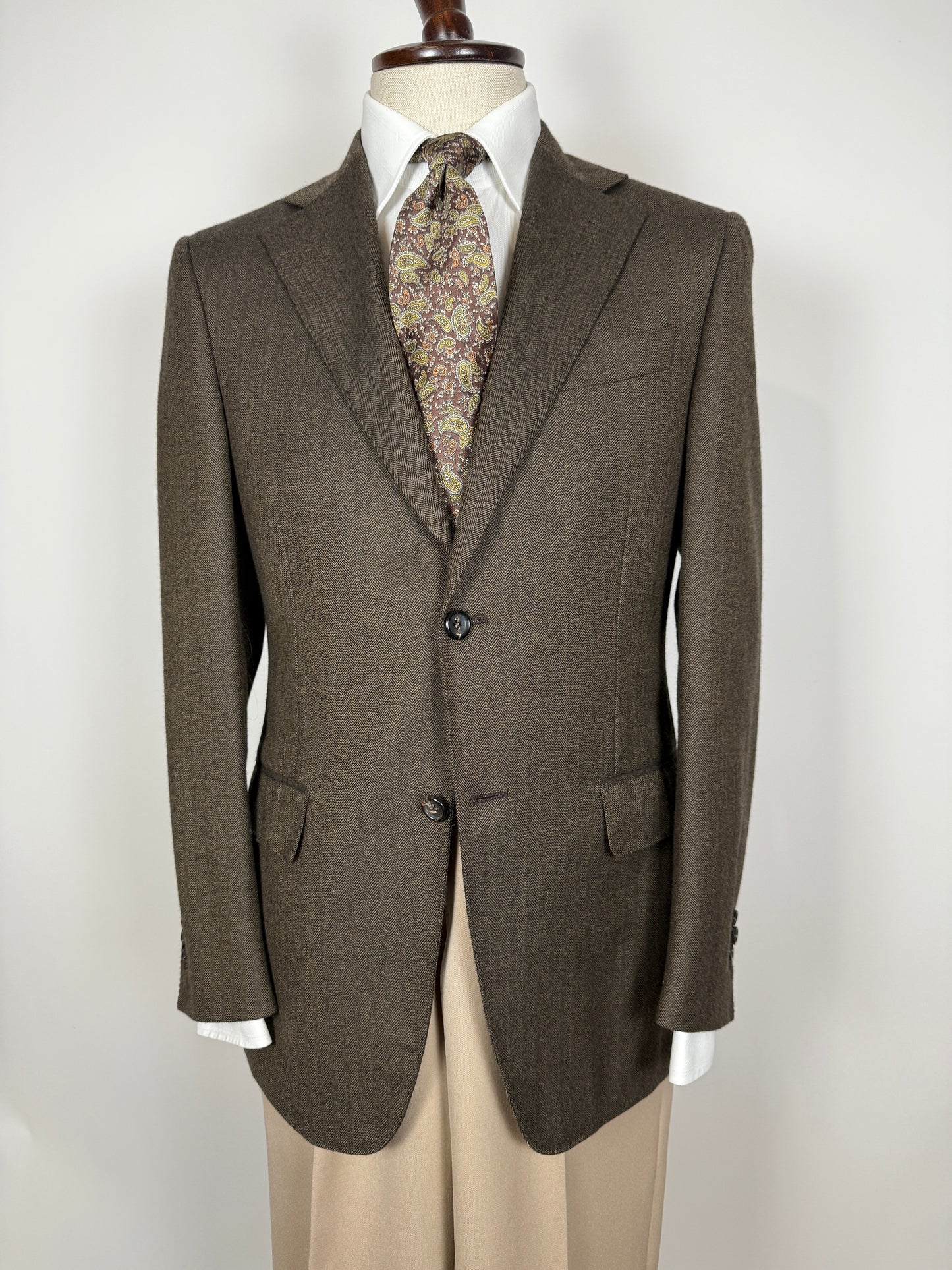 Giacca in lana e cashmere marrone spigato - tg. 44/46