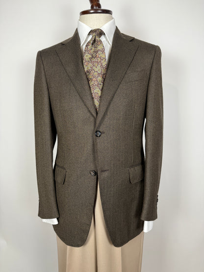 Giacca in lana e cashmere marrone spigato - tg. 44/46