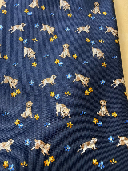 Cravatta Ferragamo blu con cani
