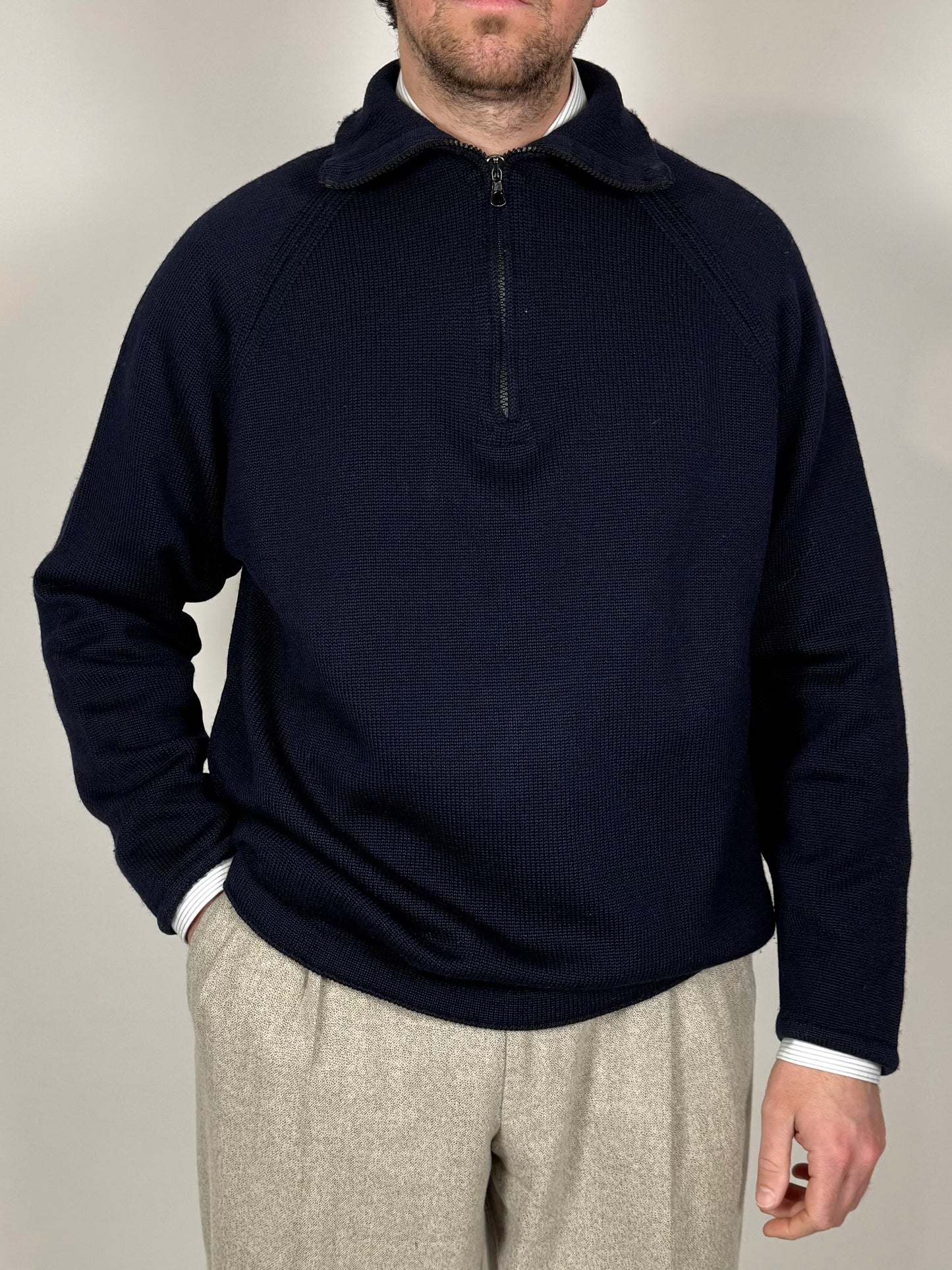 Maglione zip 3/4 CP Company in pura lana - XL