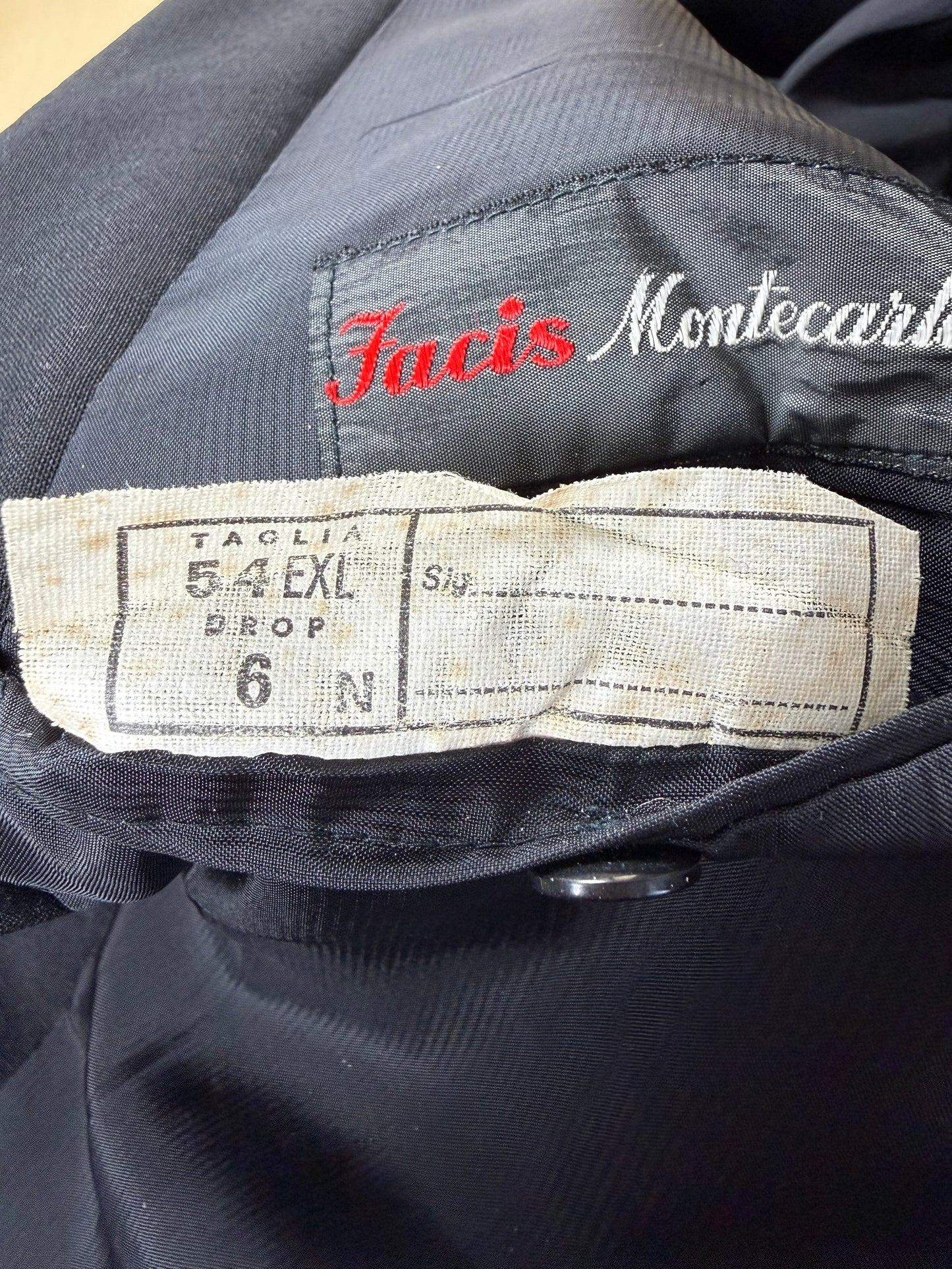 Giacca anni '60 lana-mohair blu - tg. 52 lunga