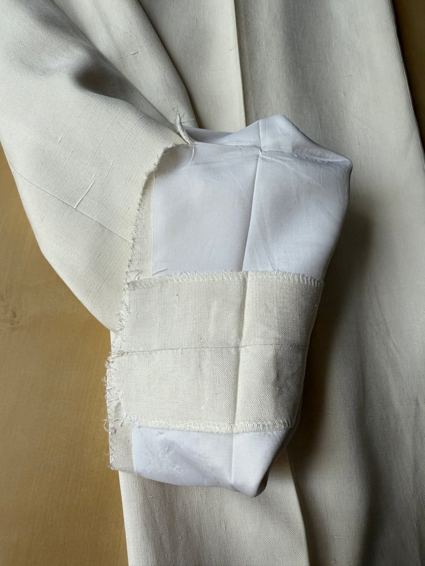 Completo anni '70 su misura in pura seta shantung bianco avorio - tg. 50