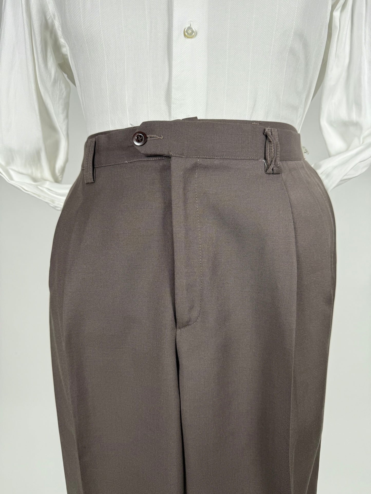 Pantaloni anni ‘80 fresco lana marrone/cachi - tg. 52