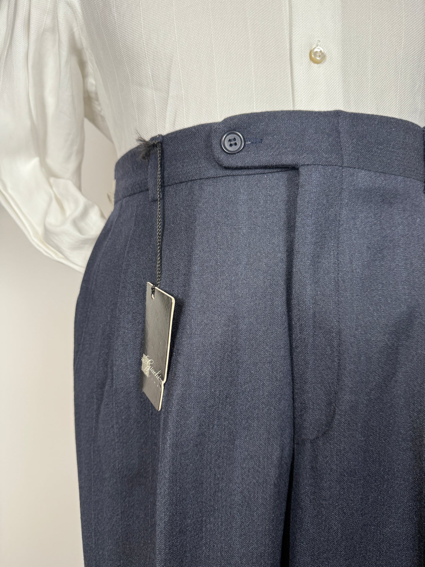 Pantaloni in flanella blu trama righe (NOS) - tg. 46/48