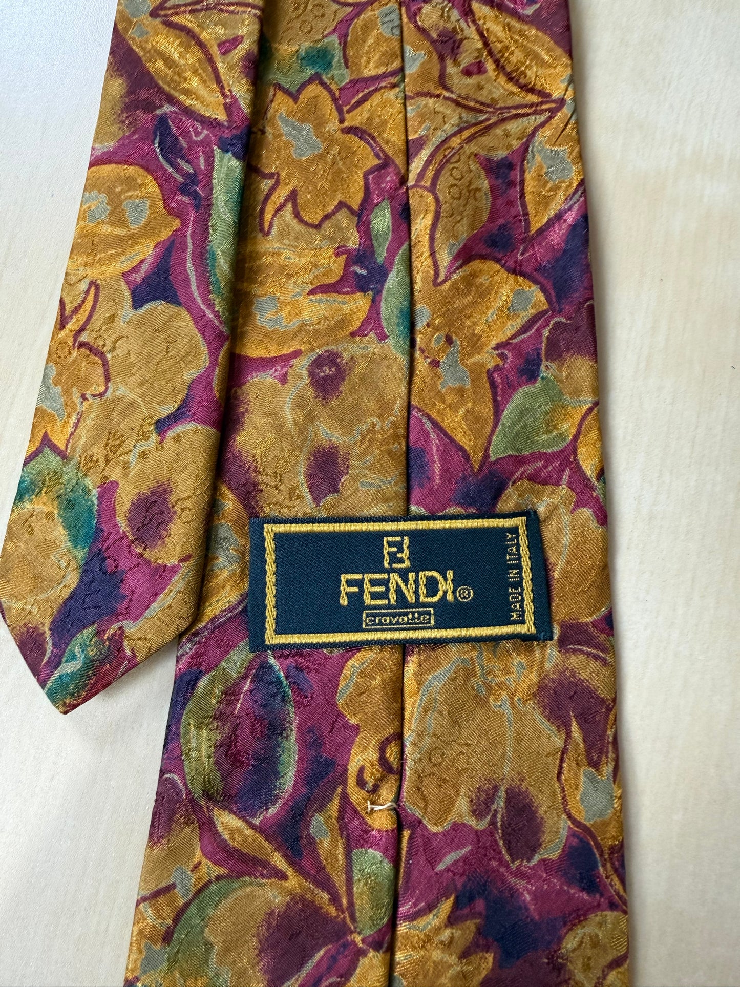 Cravatta Fendi vintage floreale jacquard