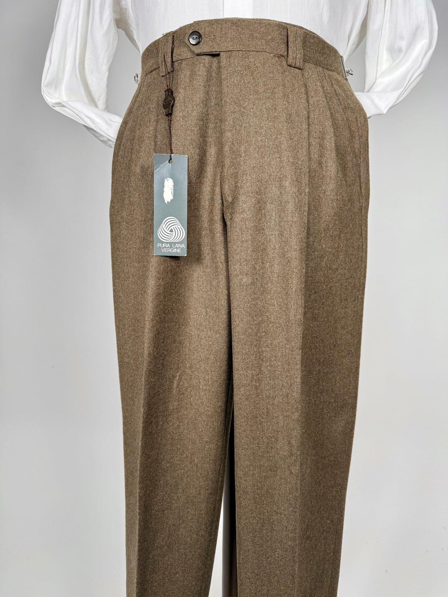 Pantaloni flanella anni ‘80 marrone tabacco (NOS) - tg. 44