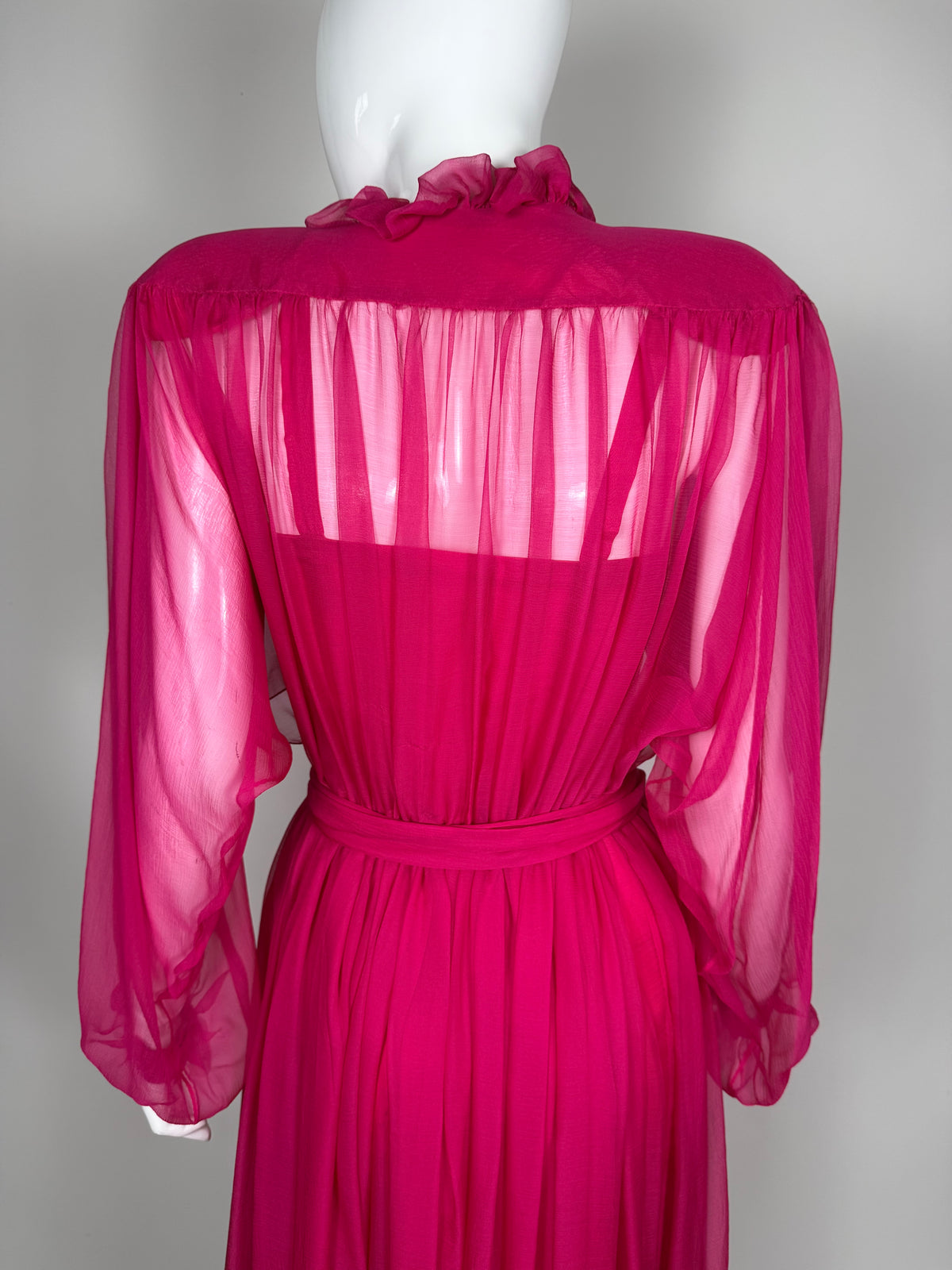 Abito sartoriale anni '80 in chiffon di seta - tg. 38 XS/S