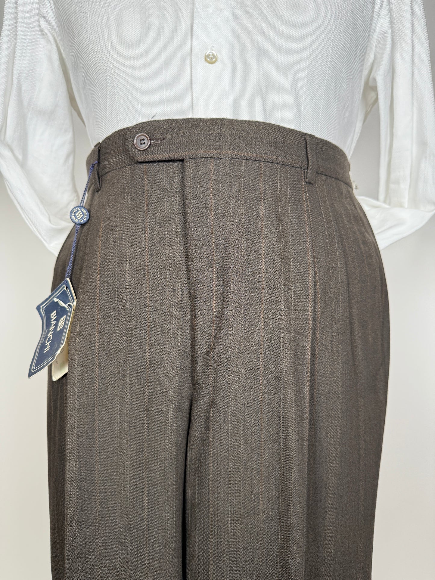 Pantaloni anni ‘80 flanella pettinata marrone scuro (NOS) - tg. 50