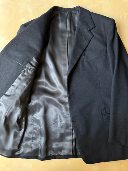 Completo 3 pezzi sartoriale anni ‘60/‘70 in flanella antracite - tg. 50