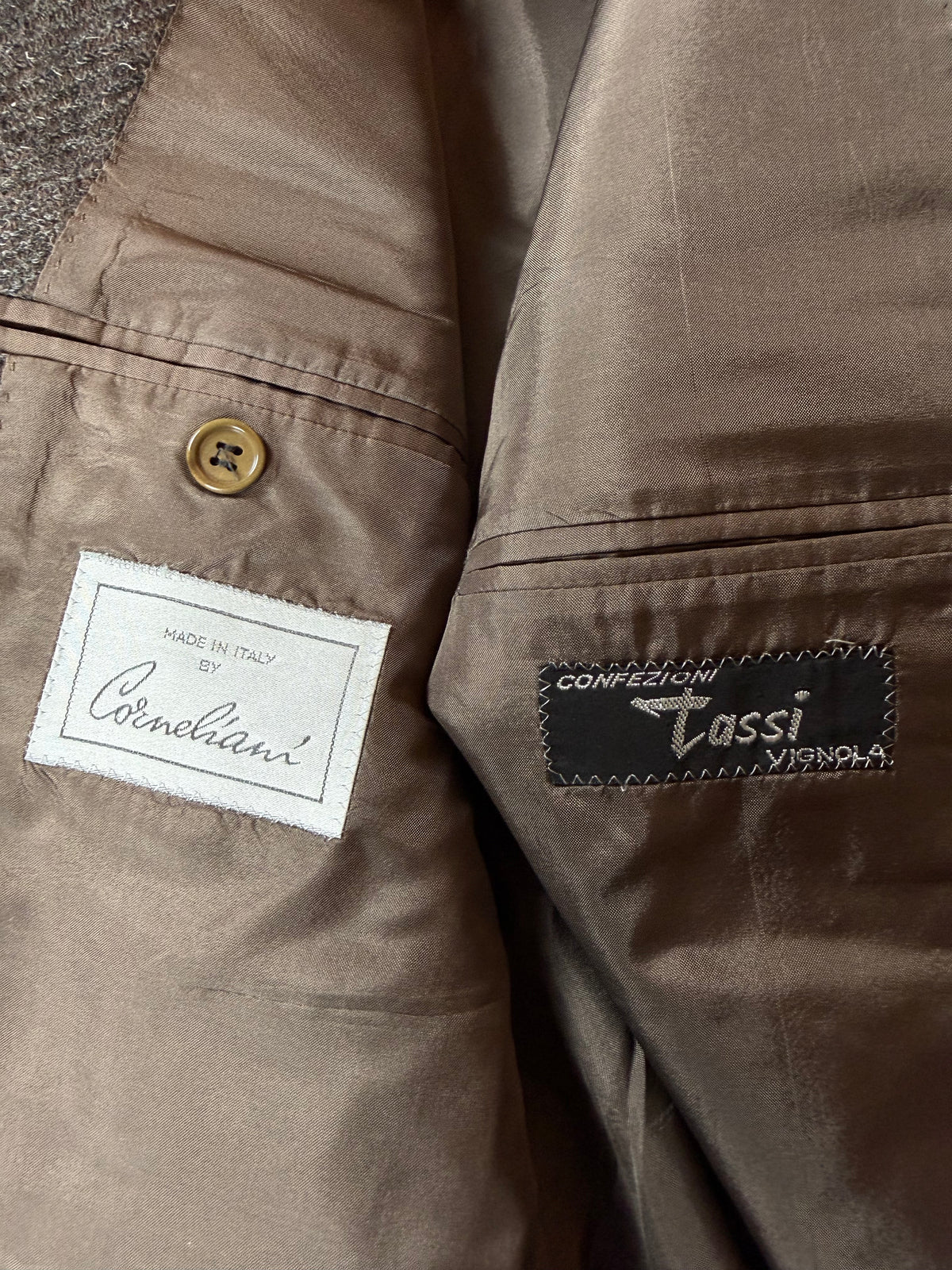 Giacca Corneliani anni '70/'80 tweed marrone tabacco - tg. 46/48