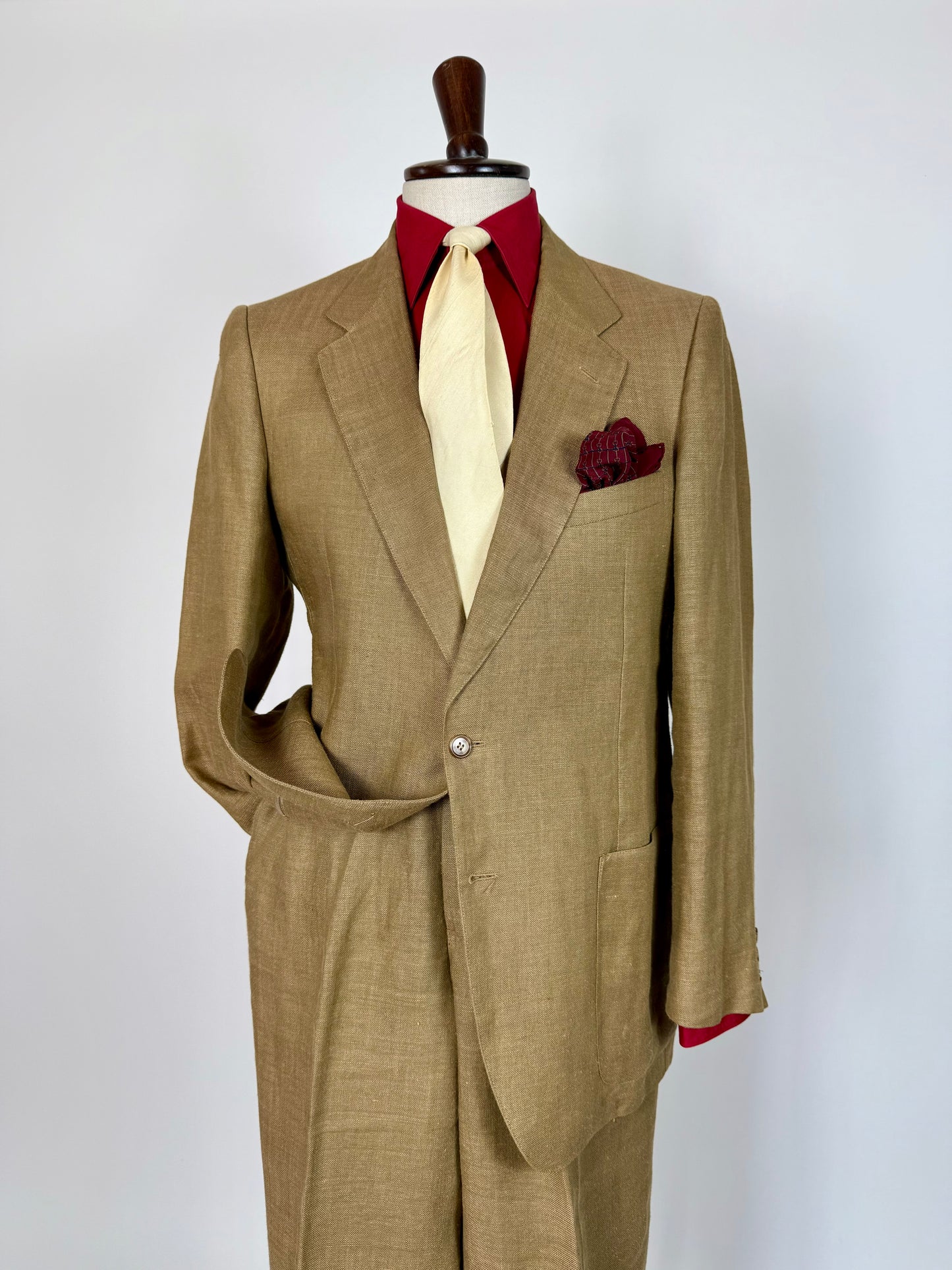 Completo anni '70 misto lino color corda - tg. 50