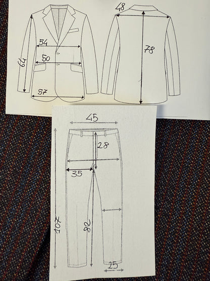 Completo sartoriale anni ‘70 rosso e blu sale-pepe - tg. 50