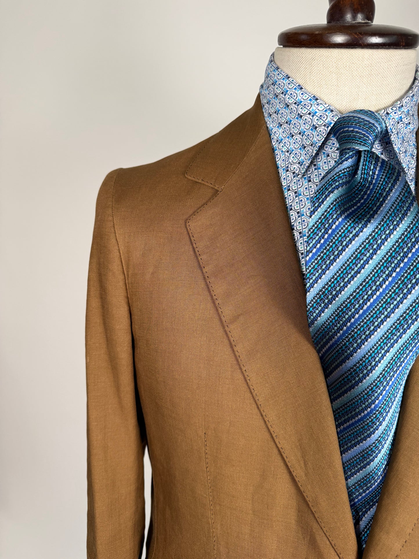 Giacca sartoriale in lino irlandese color tabacco - tg. 48