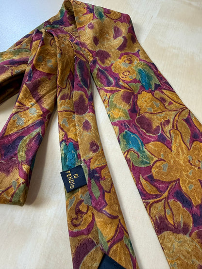Cravatta Fendi vintage floreale jacquard