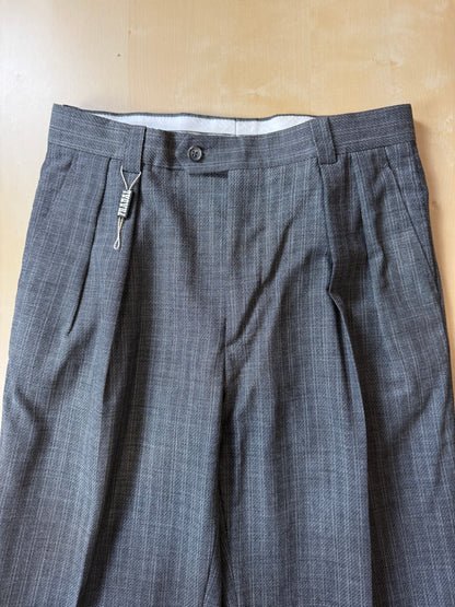 Pantaloni anni '80 fresco lana grigio a righe (NOS) - tg. 46