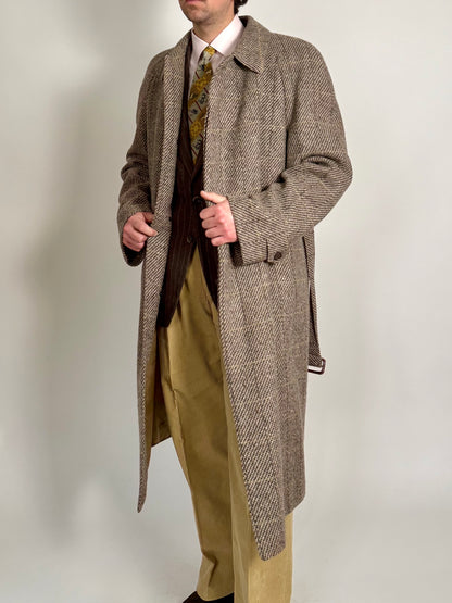 Cappotto raglan anni ‘80 tweed finestrato - tg. 54-56