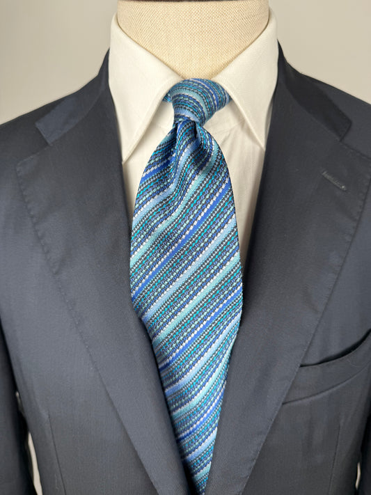 Cravatta Missoni fantasia striata blu