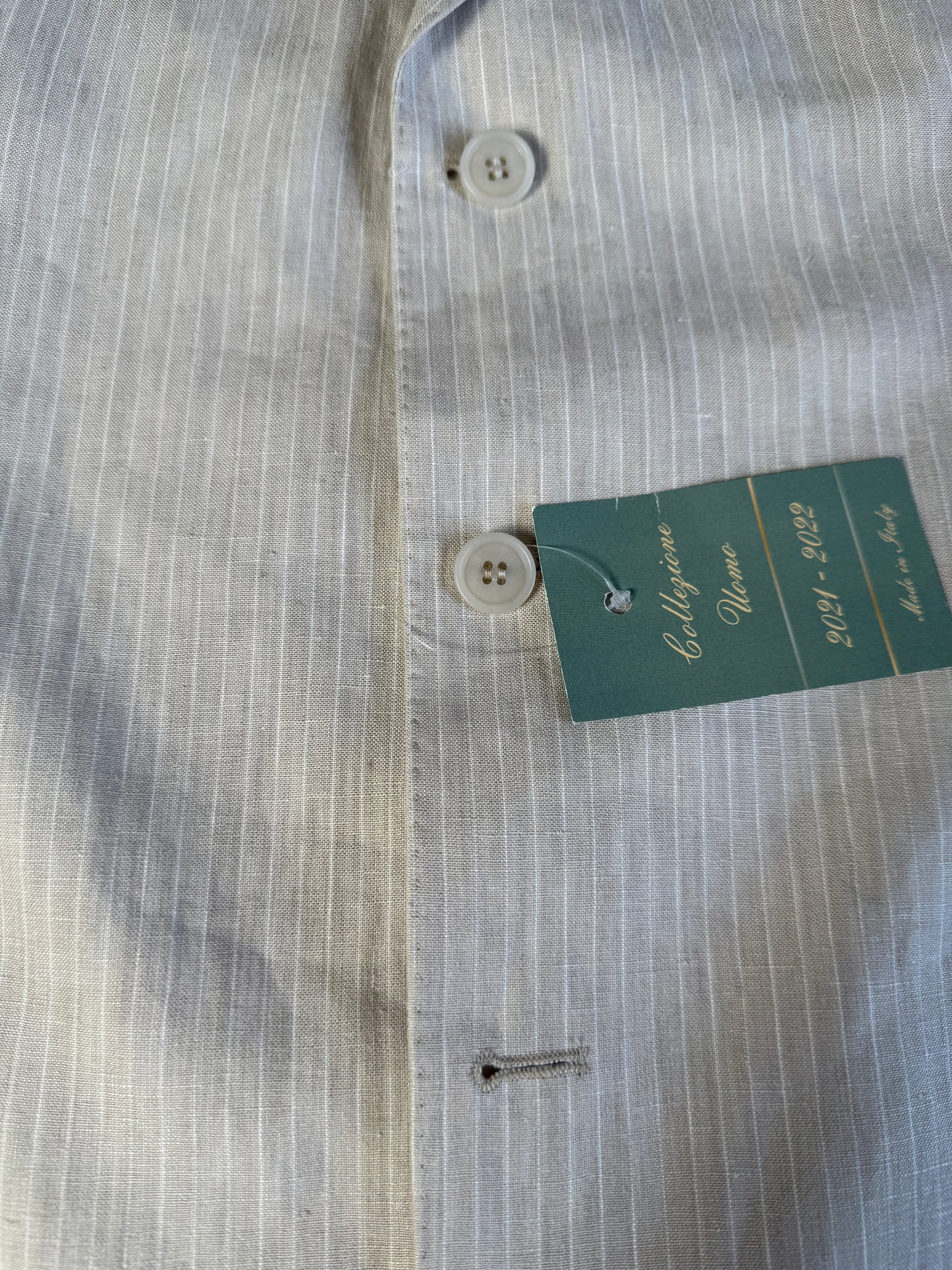 Completo in puro lino color panna gessato - tg. 52