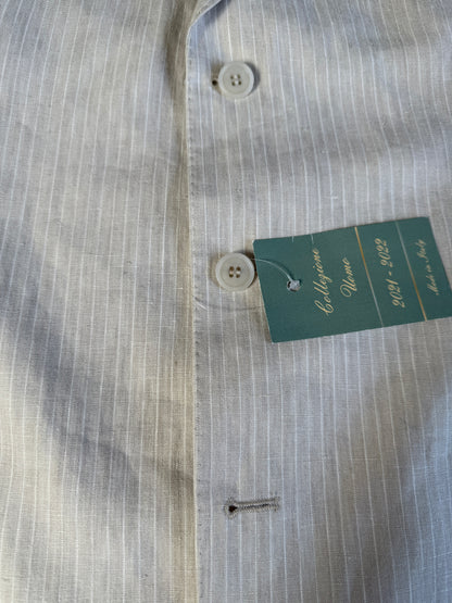 Completo in puro lino color panna gessato - tg. 52