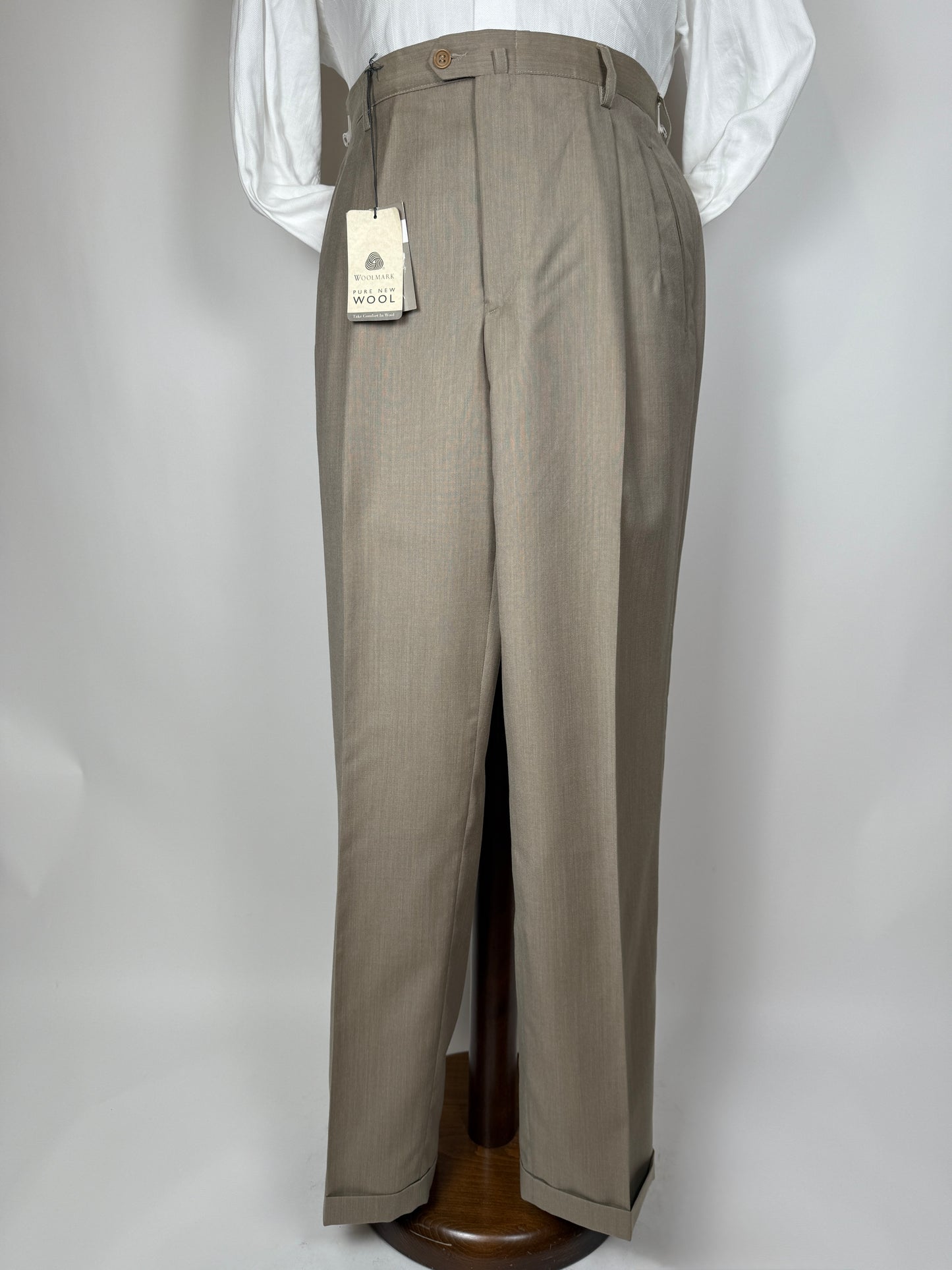 Pantalone anni ‘90 in fresco lana beige/cachi (NOS) - tg. 52