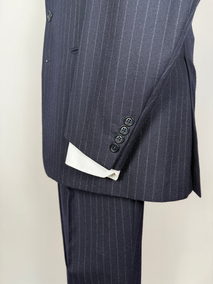 Completo anni ‘80 in flanella inglese blu gessato - tg. 48