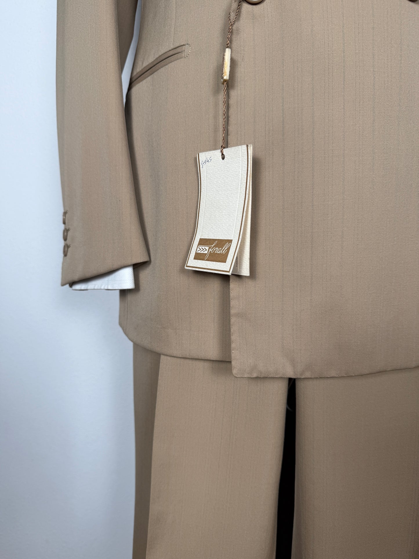 Completo doppiopetto Forall anni '70/'80 in twill beige (NOS) - tg.48