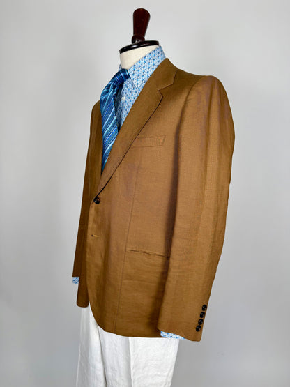 Giacca sartoriale in lino irlandese color tabacco - tg. 48