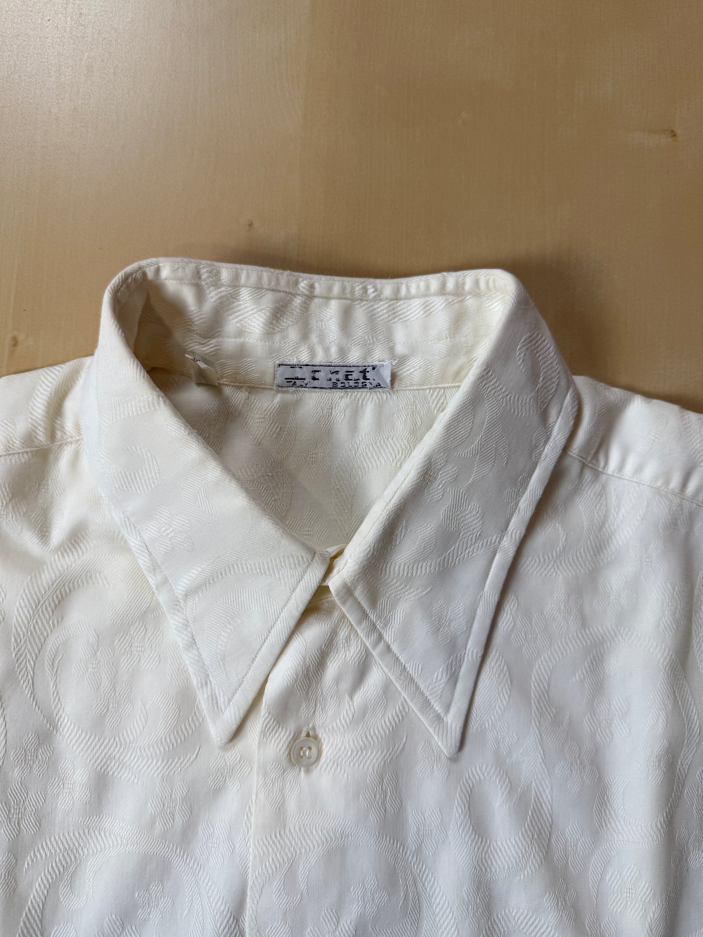 Camicia anni ‘70 jacquard damascata - M collo 40