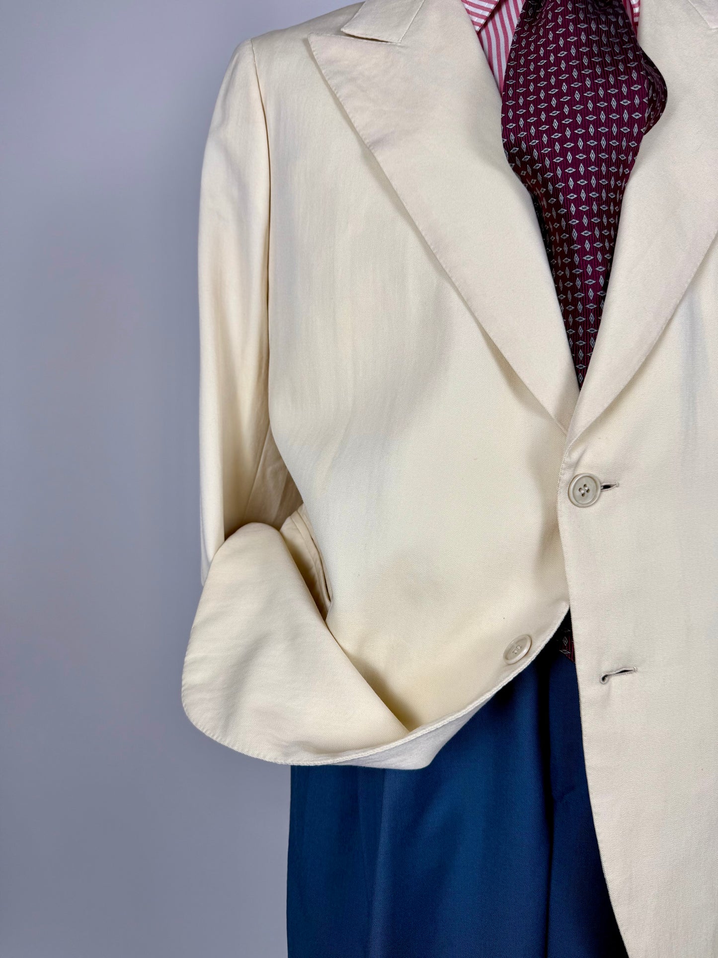 Giacca sartoriale twill bianco panna anni '60/'70 - tg. 52/54 drop basso