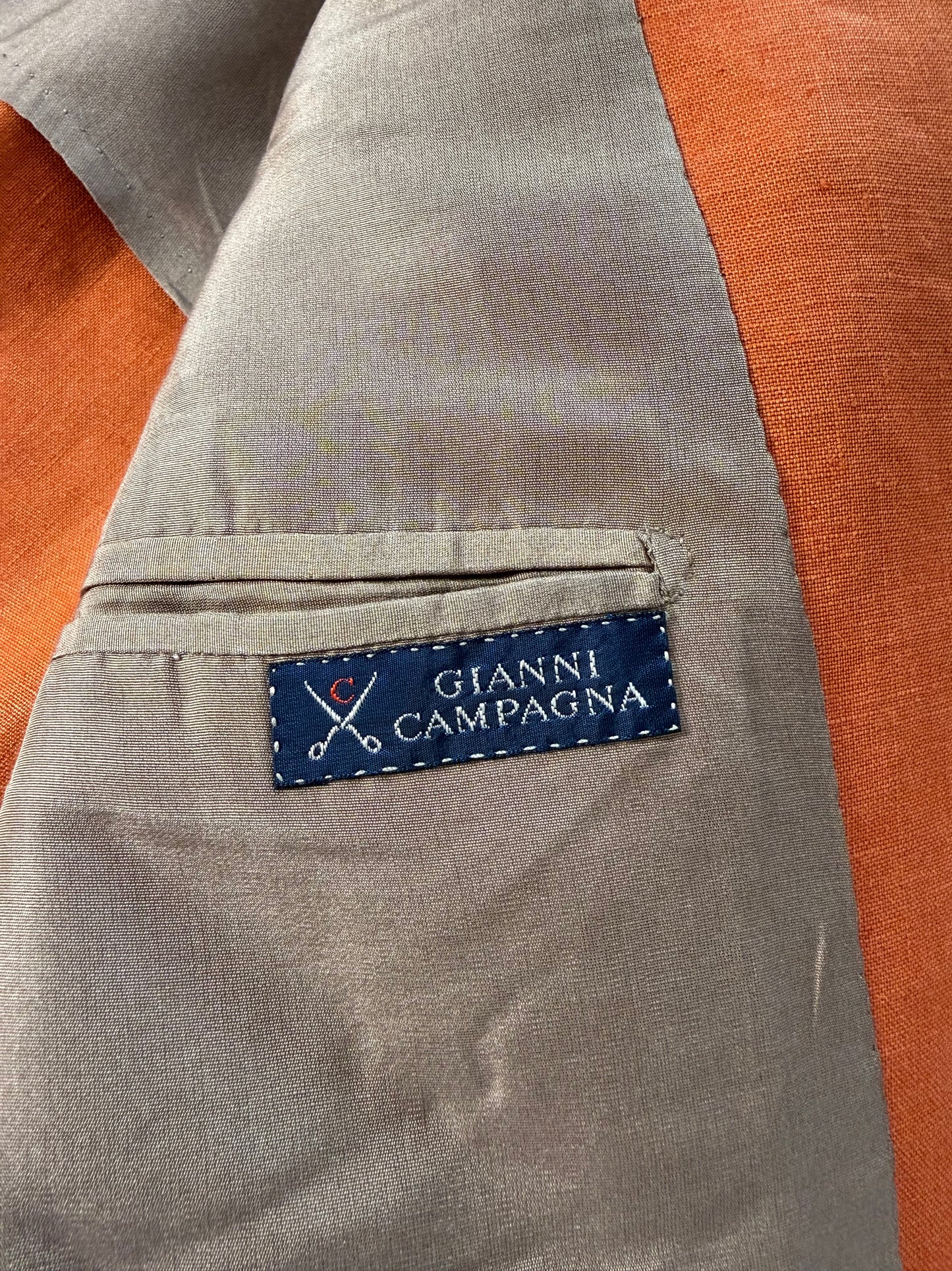 Giacca sartoriale D. Caraceni-Campagna lino irlandese arancio - tg. 50/52