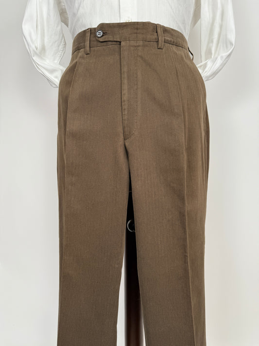 Pantaloni sartoriali in cotone spigato marrone - tg. 54