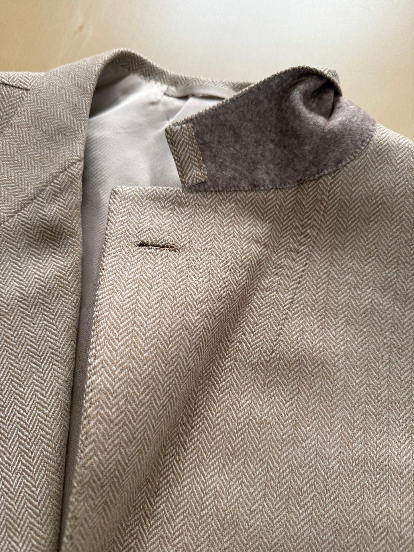 Giacca sartoriale herringbone lana e cashmere beige - tg. 54/56