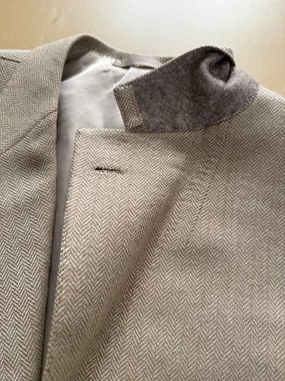 Giacca sartoriale herringbone lana e cashmere beige - tg. 54/56