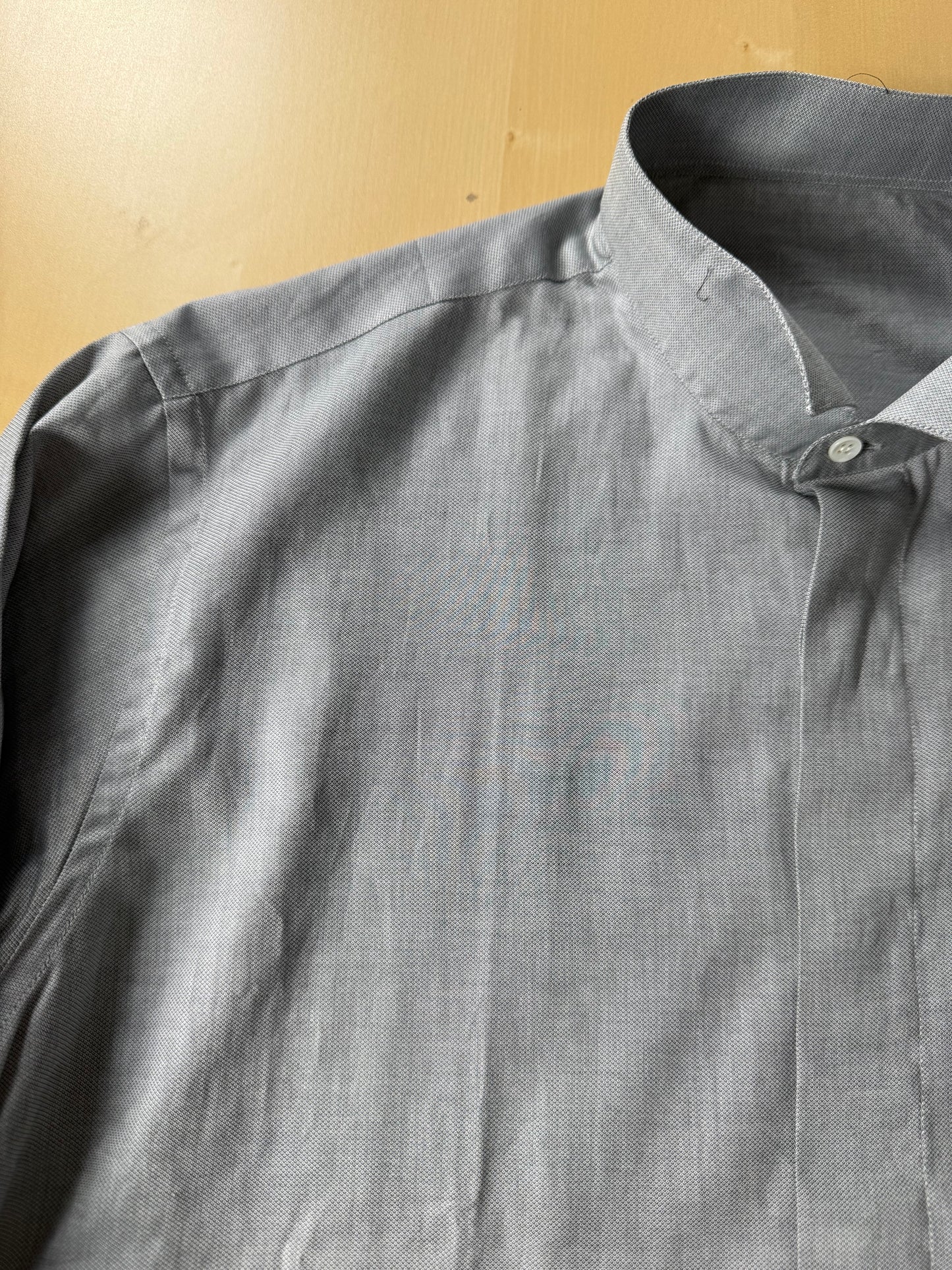 Camicia da sera in piquet grigio collo diplomatico - M collo 41