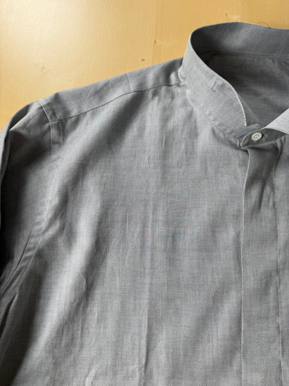Camicia da sera in piquet grigio collo diplomatico - M collo 41