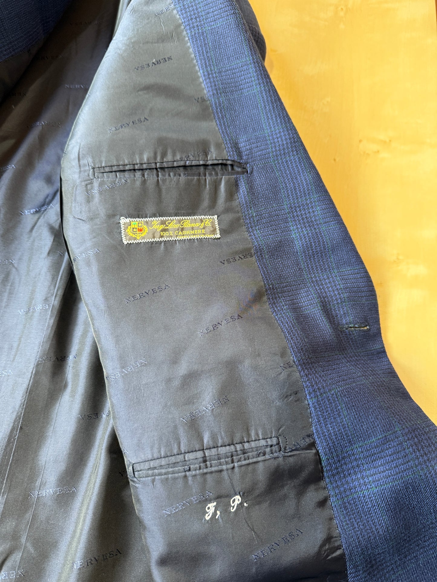 Blazer sartoriale 100% cashmere principe di Galles tessuto Loro Piana - tg. 50/52