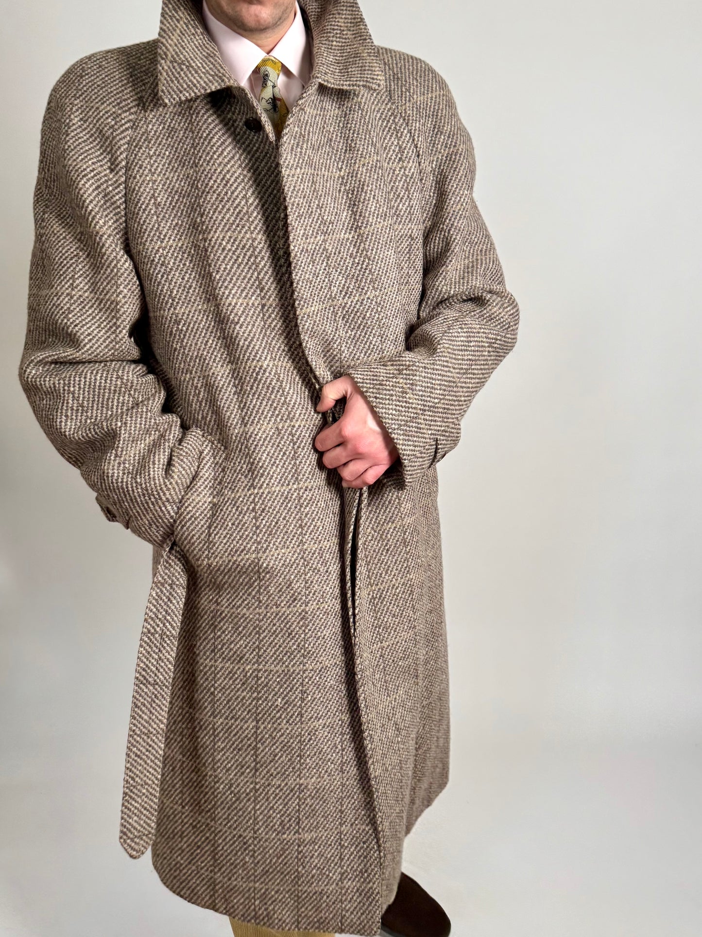 Cappotto raglan anni ‘80 tweed finestrato - tg. 54-56