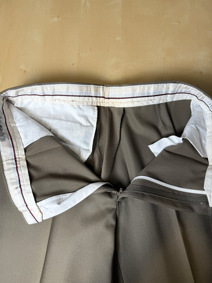 Pantaloni anni ‘70 lana pettinata cachi (NOS) - tg. 50/52