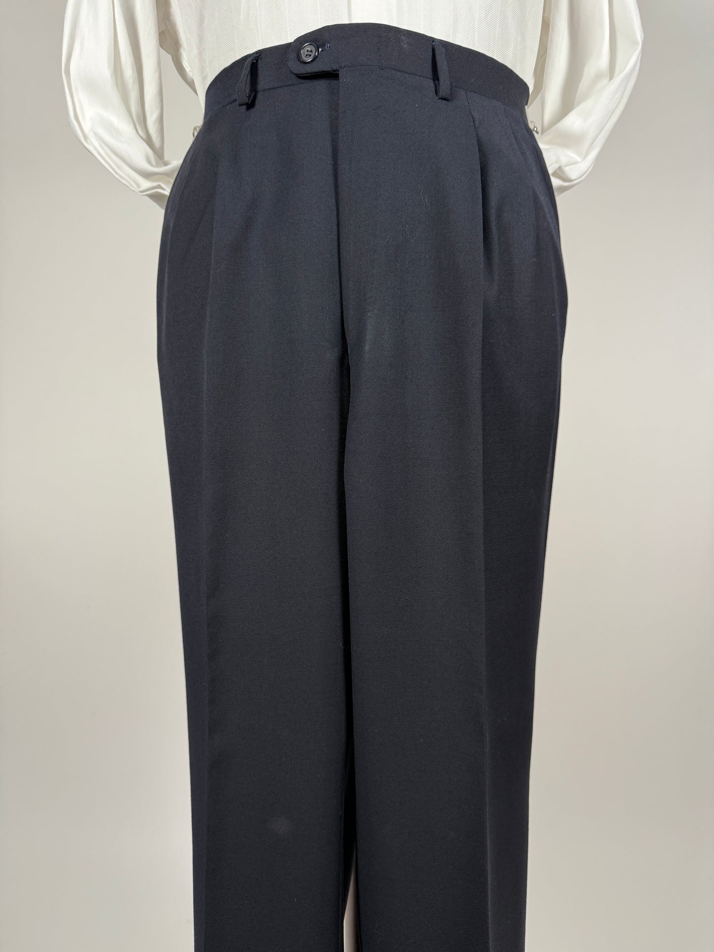 Pantaloni Ermenegildo Zegna anni ‘70/‘80 flanella pettinata blu - tg. 46/48