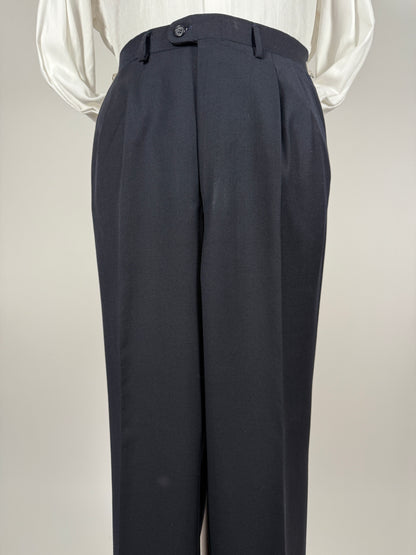 Pantaloni Ermenegildo Zegna anni ‘70/‘80 flanella pettinata blu - tg. 46/48