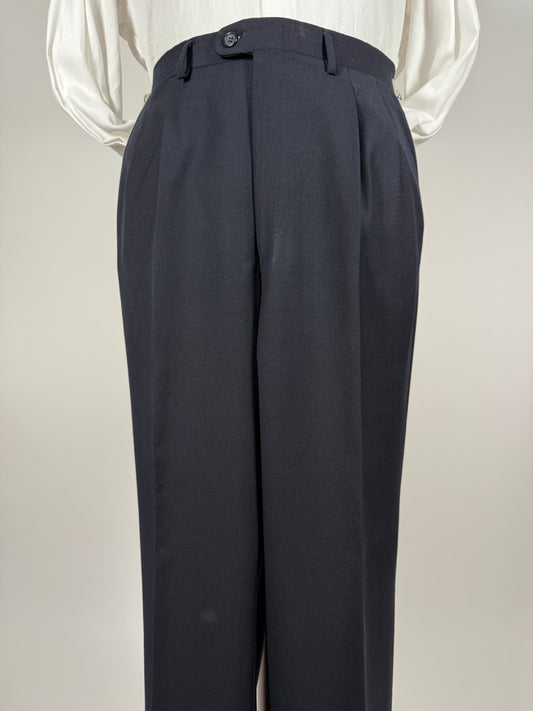 Pantaloni Ermenegildo Zegna anni ‘70/‘80 flanella pettinata blu - tg. 46/48